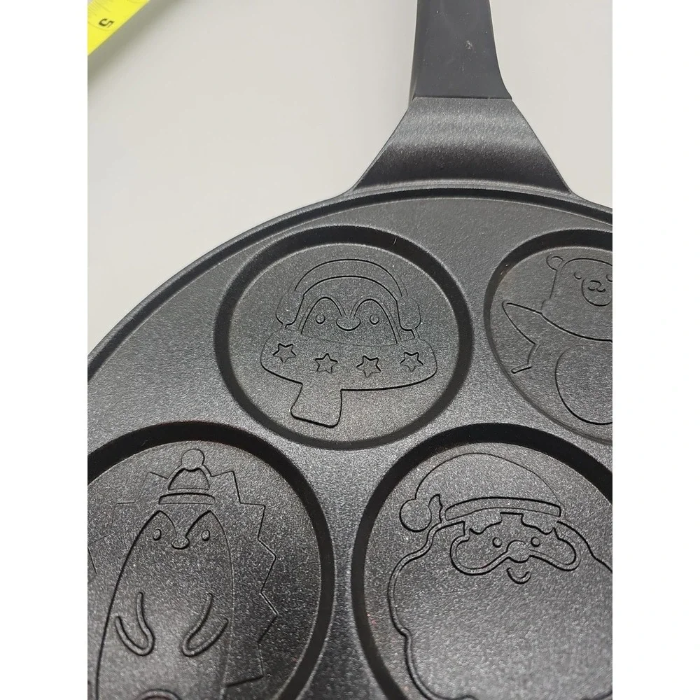 Crofton Christmas Mini Pancake Pan Nonstick Stovetop Winter Snowflakes Santa‎